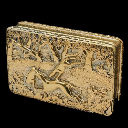 fig 5. A Georgian Solid Silver Gilt Snuff Box with Spectacular Fox Hunting Scene - Edward Smith 1832