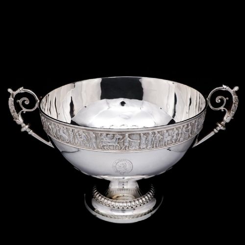 fig 3. A Magnificent Victorian Solid Silver Centrepiece Bowl with Roman Frieze - Elkington 1899