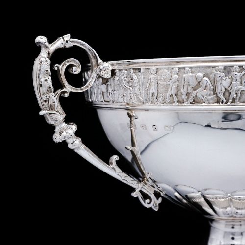 fig 6. A Magnificent Victorian Solid Silver Centrepiece Bowl with Roman Frieze - Elkington 1899