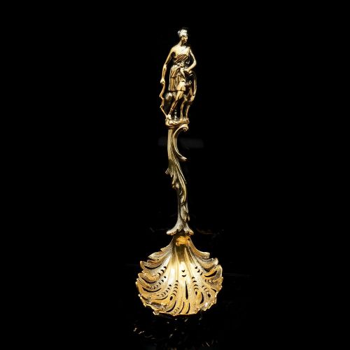fig 5. Victorian Silver Gilt Sugar Sifter Spoon 'Diana the Huntress' Figure - Francis Higgins 1854