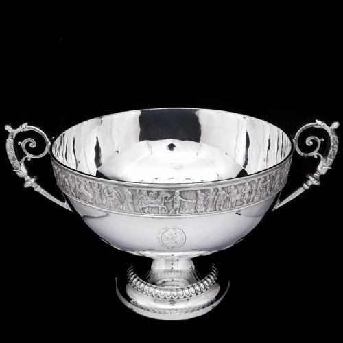 A Magnificent Victorian Solid Silver Centrepiece Bowl with Roman Frieze - Elkington 1899