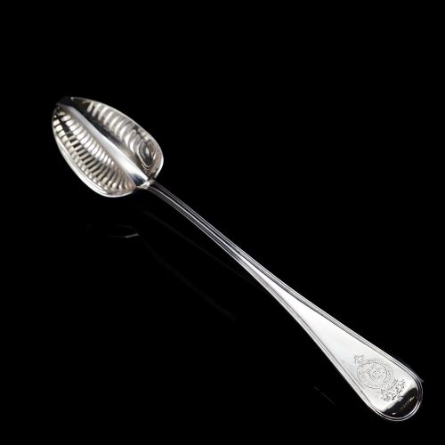 A Large Solid Silver Straining Spoon, Crest of the Earl of Camden - William, Charles & Henry Eley 1824