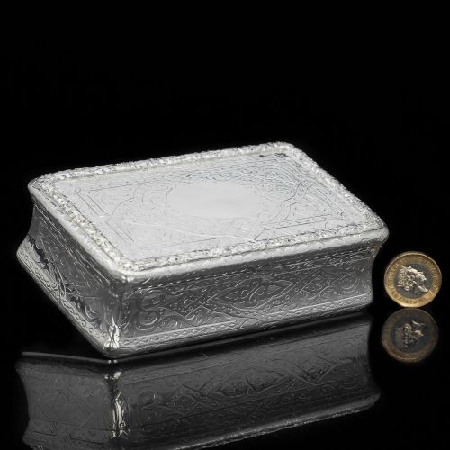 A Huge Solid Silver Table Snuff Box Victorian - Thomas Johnson 1869