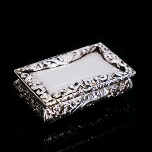 fig 1. Antique English Solid Silver Snuff Box - Joseph Willmore 1844
