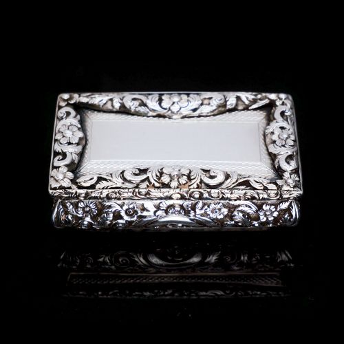 fig 2. Antique English Solid Silver Snuff Box - Joseph Willmore 1844