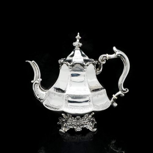 fig 1. A Victorian Solid Silver Teapot with Engraved Panels - John & George Angell 1846