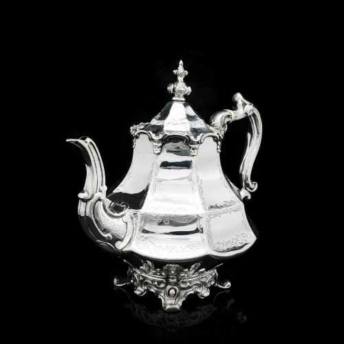 fig 3. A Victorian Solid Silver Teapot with Engraved Panels - John & George Angell 1846