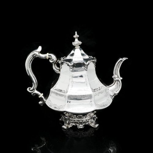 fig 5. A Victorian Solid Silver Teapot with Engraved Panels - John & George Angell 1846