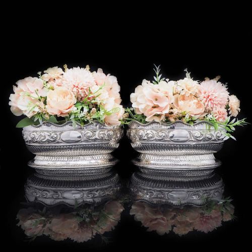 fig 3. A Unique Pair of Solid Silver Oblong Shaped Bowls - Martin, Hall & Co 1881
