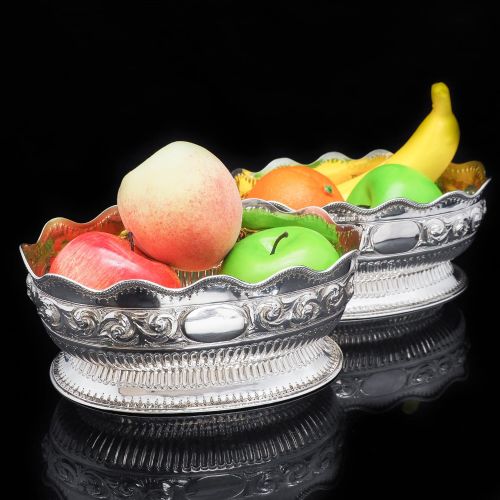 fig 4. A Unique Pair of Solid Silver Oblong Shaped Bowls - Martin, Hall & Co 1881