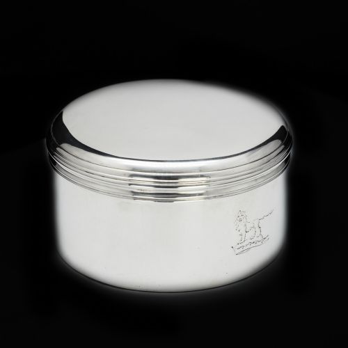 fig 1. A Heavy Solid Silver Georgian Circular Box - John Hutson 1785