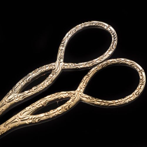 fig 3. A Victorian Solid Silver Gilt Pair of Grape Scissors - John Gilbert 1864