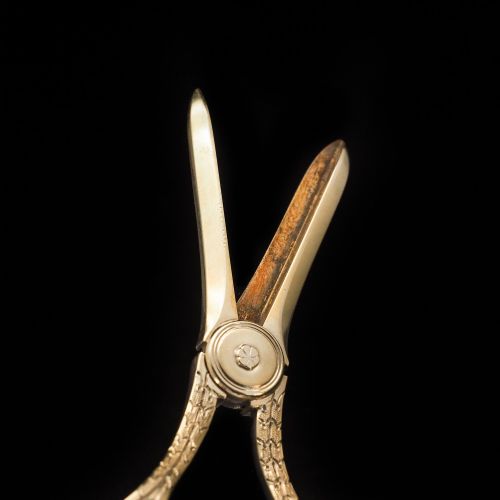 fig 6. A Victorian Solid Silver Gilt Pair of Grape Scissors - John Gilbert 1864