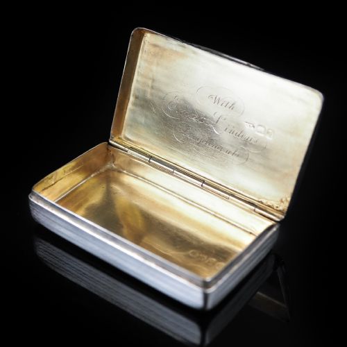 Antique English Solid Silver Snuff Box with Gilt Interior - London 1831
