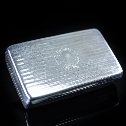 fig 1. Antique English Solid Silver Snuff Box with Gilt Interior - London 1831