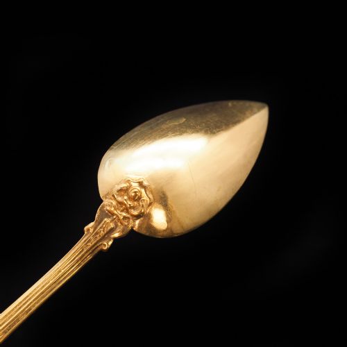 fig 3. Magnificent Antique Vermeil (Silver Gilt) French Teaspoons - Boxed Set of 12