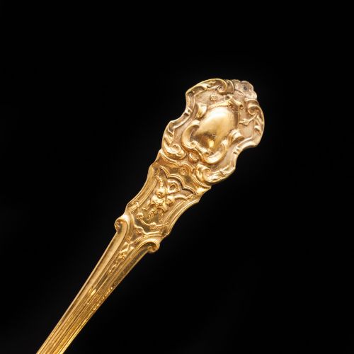 fig 5. Magnificent Antique Vermeil (Silver Gilt) French Teaspoons - Boxed Set of 12