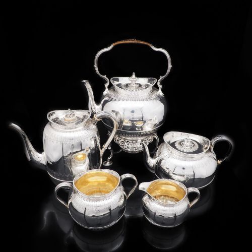Elegant Victorian Solid Silver Tea & Coffee 5-Piece Set - George Fox 1865