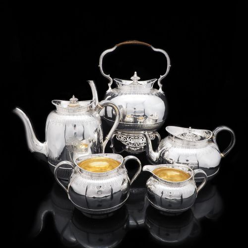 fig 2. Elegant Victorian Solid Silver Tea & Coffee 5-Piece Set - George Fox 1865