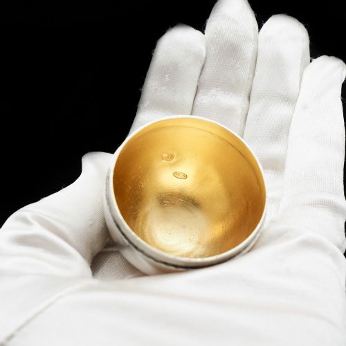 fig 4. Solid Silver Russian Easter Egg with Gilt Interior- P. Barabanon 19th Century