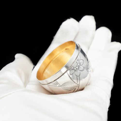 fig 5. Solid Silver Russian Easter Egg with Gilt Interior- P. Barabanon 19th Century