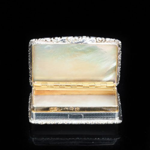 fig 5. Georgian Silver Mounted Mother of Pearl Snuff Box - William Pugh 1831