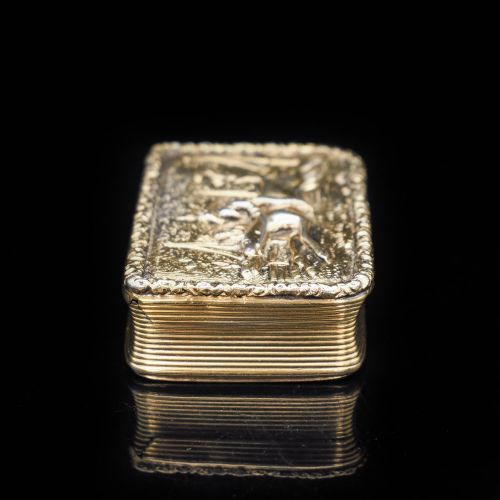 fig 3. Silver Gilt Snuff Box with High Relief Horse Riding Design - Joseph Willmore 1836