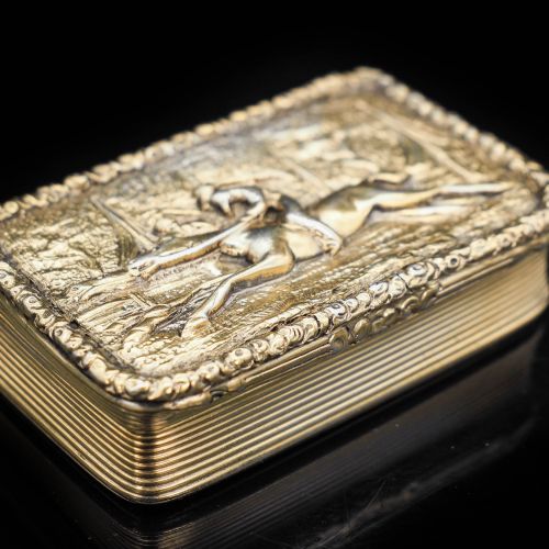 fig 5. Silver Gilt Snuff Box with High Relief Horse Riding Design - Joseph Willmore 1836