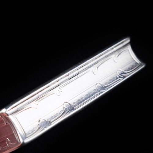 fig 6. Antique Table Silver Snuff Box with Hand Engraved Scrolls - Victorian 1850