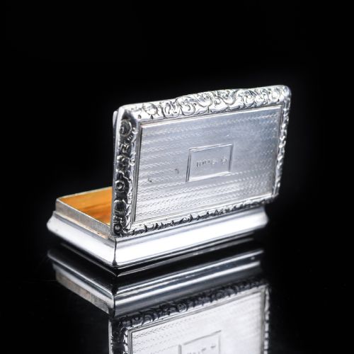 fig 3. Antique Georgian Silver Snuff Box with Exquisite Chased Design - 1822