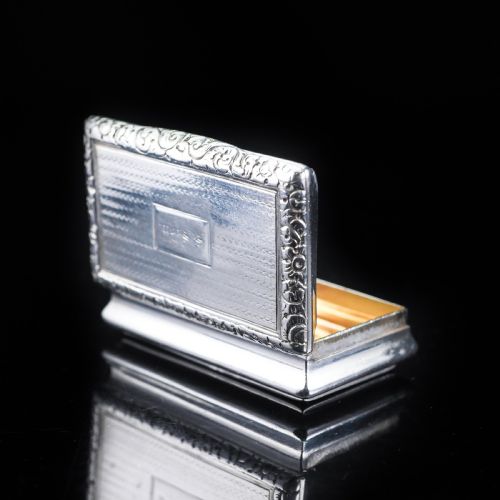 fig 4. Antique Georgian Silver Snuff Box with Exquisite Chased Design - 1822