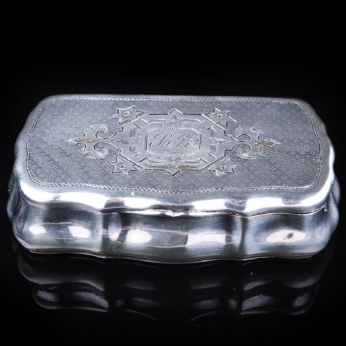 fig 1. Antique Imperial Russian Silver Table Snuff Box with Vermeil - 19th Century.