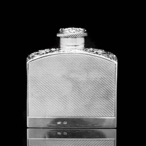 fig 1. A Georgian Solid Silver Engraved & Engine Turned Hip Flask - Archibald Douglas 1835