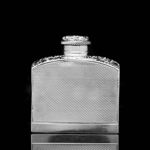 fig 3. A Georgian Solid Silver Engraved & Engine Turned Hip Flask - Archibald Douglas 1835