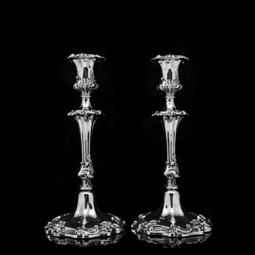 fig 2. Antique Pair of Solid Silver Victorian Candlesticks - Henry Wilkinson & Co 1848