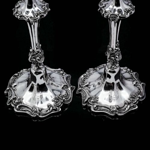 fig 5. Antique Pair of Solid Silver Victorian Candlesticks - Henry Wilkinson & Co 1848