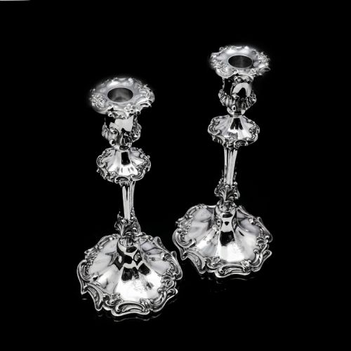 fig 6. Antique Pair of Solid Silver Victorian Candlesticks - Henry Wilkinson & Co 1848