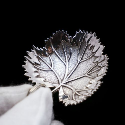 fig 1. A Georgian Solid Silver Tea Caddy Spoon in Grape Leaf Form - Taylor & Perry 1834