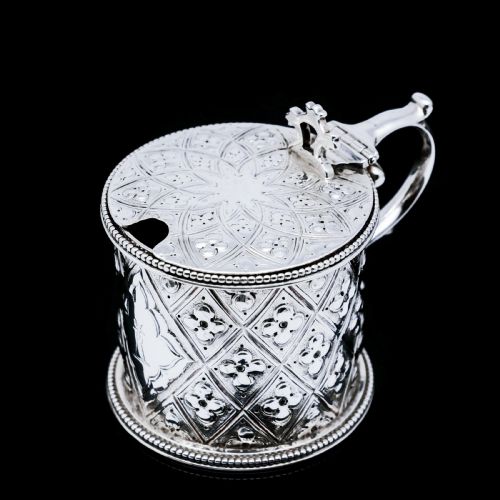 Antique Victorian Solid Silver Mustard/condiment Pot with Abercorn Design - Alexander Macrae 1866