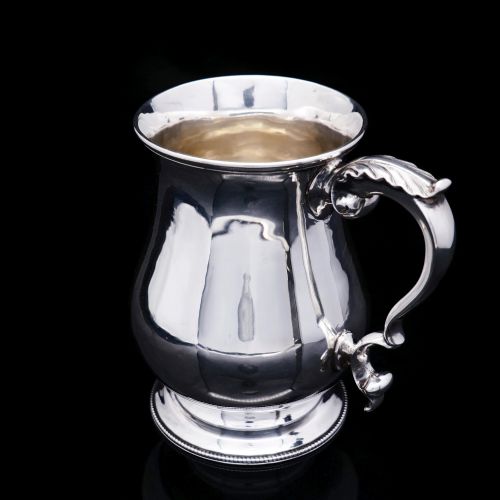 Antique Victorian Solid Silver Tankard Baluster Shaped - Henry William Curry 1870