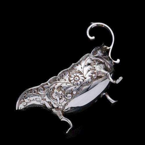fig 5. Antique Victorian Solid Silver Chased Sauce Boat - Horace Woodward & Co Ltd 1897