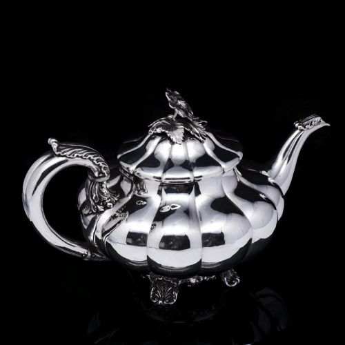 fig 5. Antique Georgian Solid Silver Teapot 'Melon Shaped' - Robert Hennell 1836
