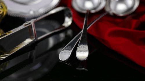 fig 2. Antique Solid Silver Pair of Georgian Large Ladles, Sutherland Crest 1784/5