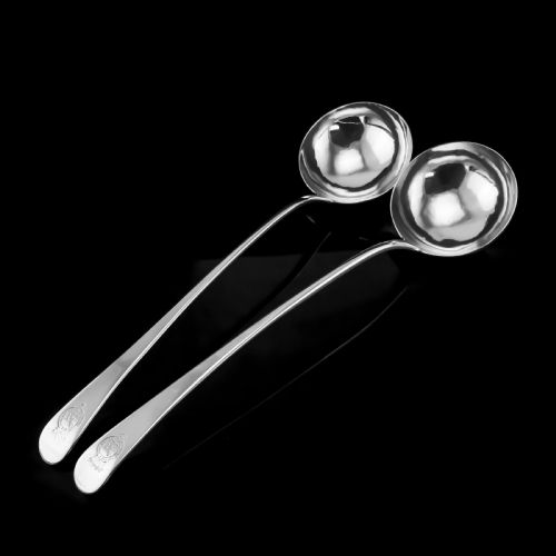 Antique Solid Silver Pair of Georgian Large Ladles, Sutherland Crest 1784/5