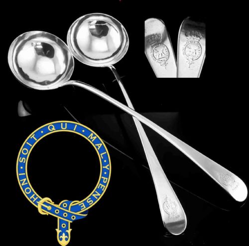 fig 4. Antique Solid Silver Pair of Georgian Large Ladles, Sutherland Crest 1784/5