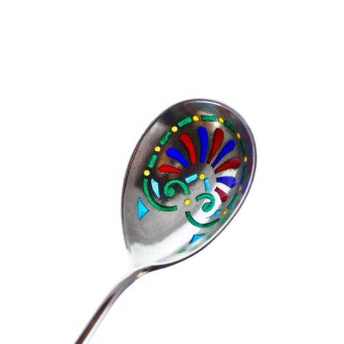 fig 5. Antique Imperial Russian Solid Silver Plique a Jour Champleve Enamel Spoon - c.1890