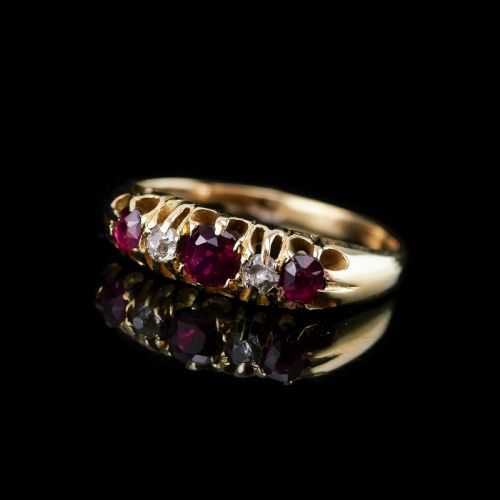 fig 1. Antique 18K Gold Ruby & Diamond Ring c.1900