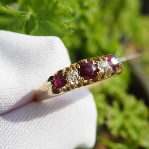 fig 5. Antique 18K Gold Ruby & Diamond Ring c.1900