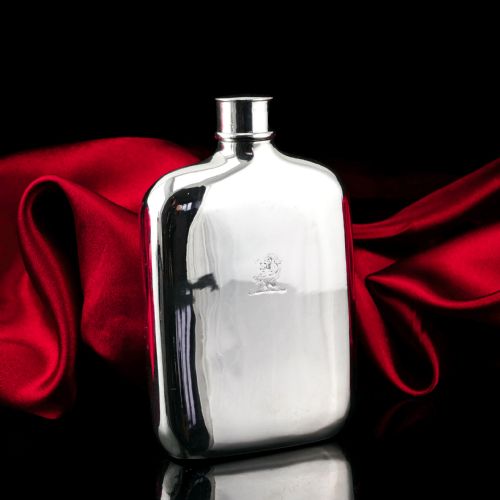 fig 4. Antique Victorian Solid Silver Hip Flask with Bayonet Cap - Edward Smith 1843