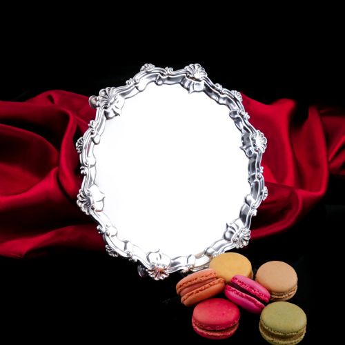 Antique Georgian Solid Silver Salver with Rococo Border - Thomas Hannam & Richard Mills 1763